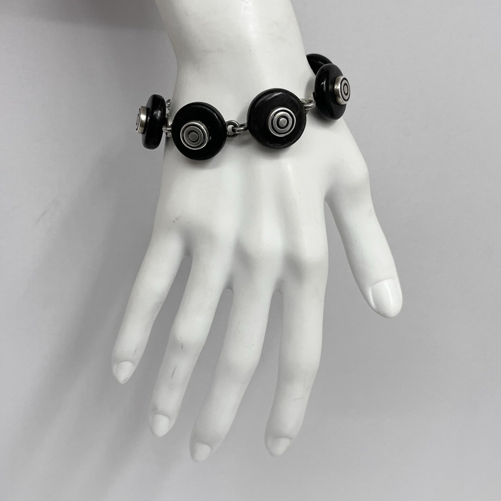 Vintage Lisa Jenks Sterling & Wood Bracelet 1987 8‎ Weighs 42 Grams 7 1/2" Long